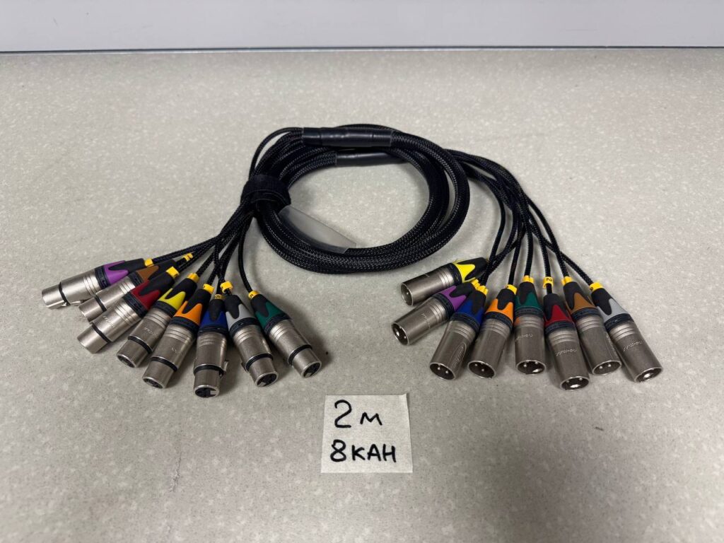 Мультикор (ЗВУК) XLR_3pin(M)-XLR_3pin(F) 8 каналов(8вх,8вых) BK (2)Метров-2