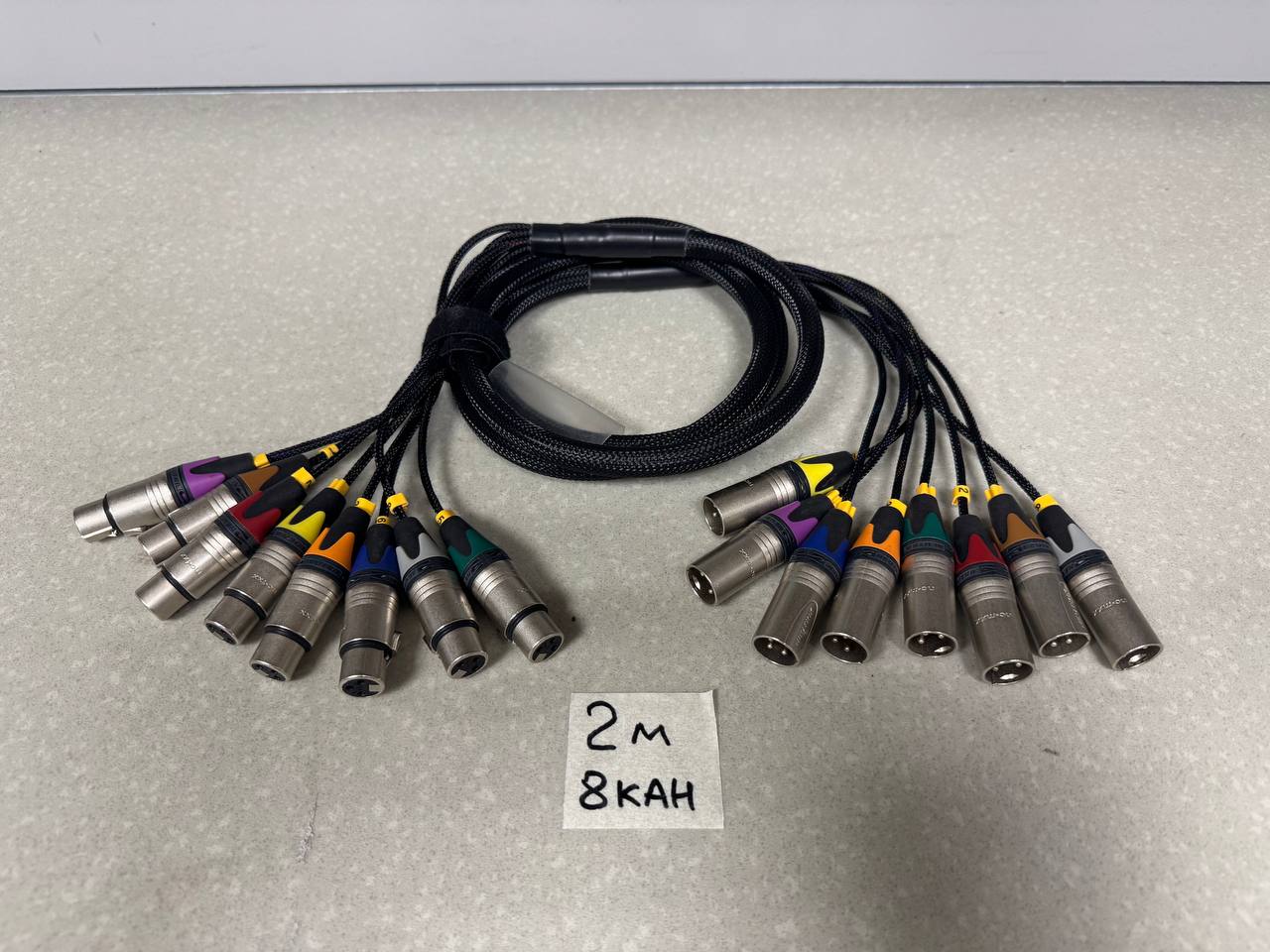 Мультикор (ЗВУК) XLR_3pin(M)-XLR_3pin(F) 8 каналов(8вх,8вых) BK (2)Метров-2