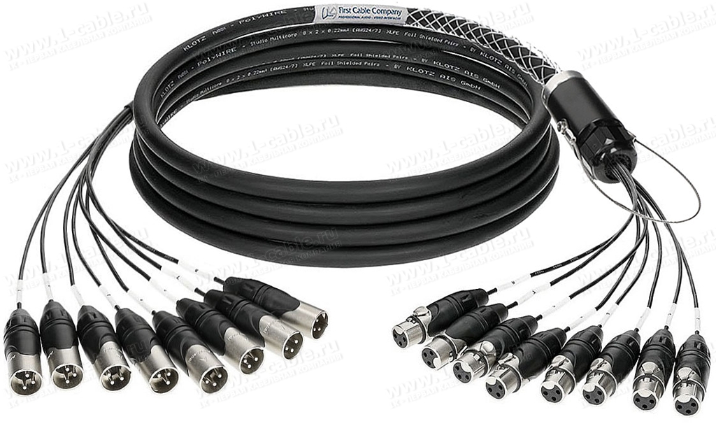 Мультикор (ЗВУК) XLR_3pin(M)-XLR_3pin(F) 8 каналов(8вх,8вых) BK (10)Метров-1