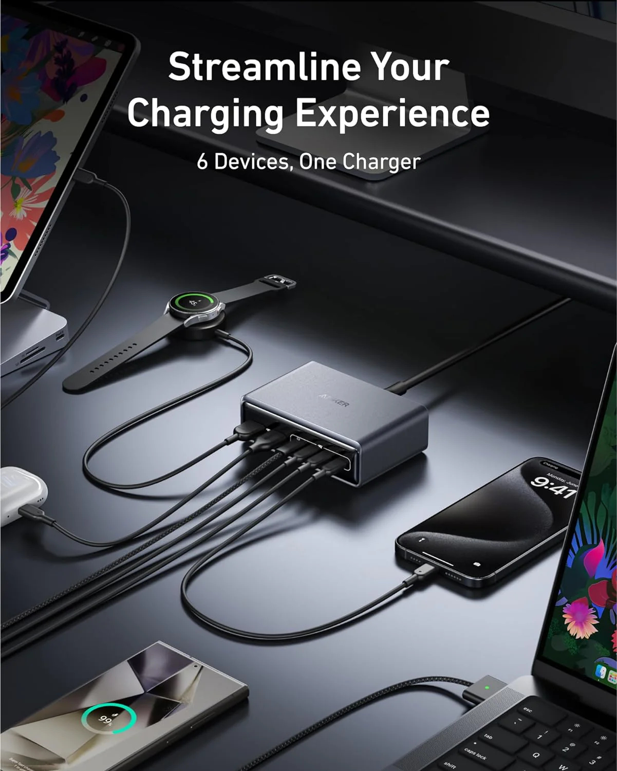Зарядное Устройство USB Anker Prime 200W 6 Port GaN (A2683341) КОМПЛЕКТ-3