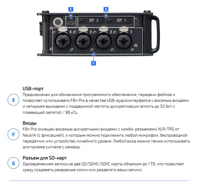 Рекордер Звука Zoom F8N Pro (32-Bit; Body)-2