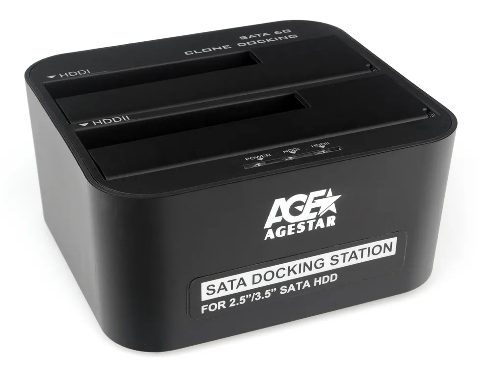 Докстанция USB 3.0 2,5/3,5 HDD/SSD SATA AgeStar 3UBT6-6G (BLACK), UASP, Clone, пластик, черный-4