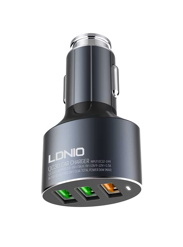 Автомобильная зарядка LDNIO C703Q 3 USB/QC3.0-1
