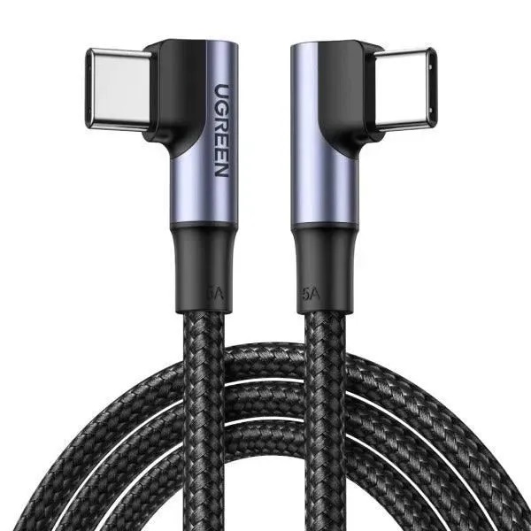 Кабель USB 2 Type-C/Type-C угловой Ugreen US323/70529 PD 60W,Черный,1м-1