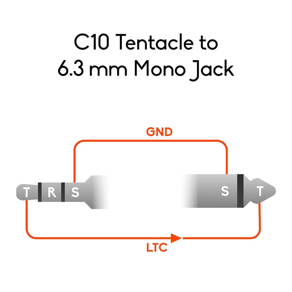 Кабель Timecode Tentacle C10 - Jack 3.5 mm на Jack 6.3 mm 90°-3