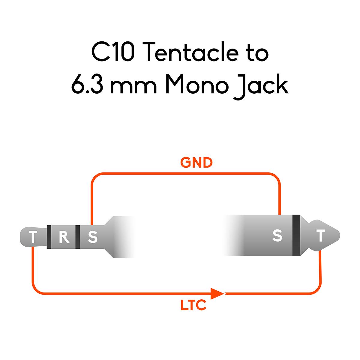 Кабель Timecode Tentacle C10 - Jack 3.5 mm на Jack 6.3 mm 90°-3