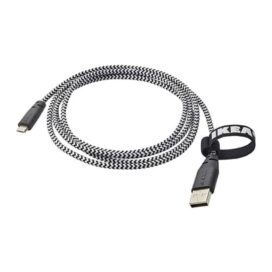 Кабель USB 2.0 Type-A/Micro-USB Ikea Lillhult,Черно-белый в оплетке,1.5 м
