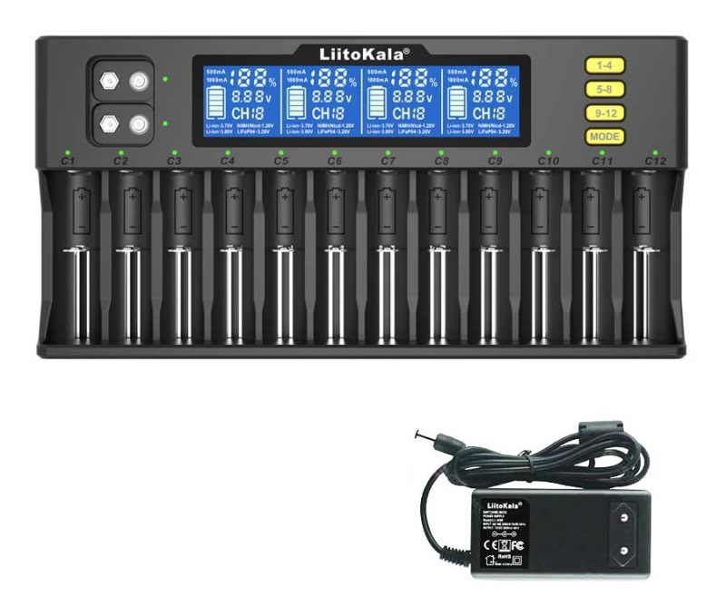 Зарядное устройство для Цилиндрических и 9V АКБ LiitoKala Lii-12 + Б.П.-1