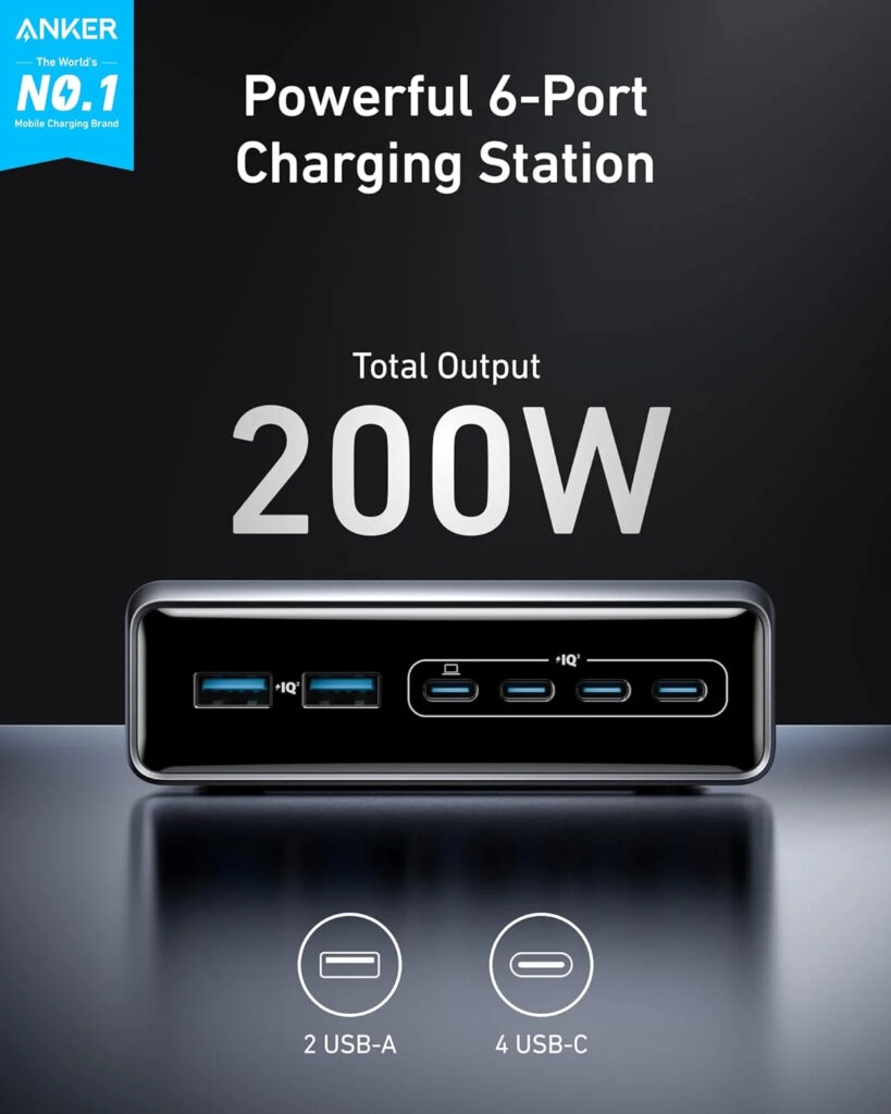 Зарядное Устройство USB Anker Prime 200W 6 Port GaN (A2683341) КОМПЛЕКТ-1