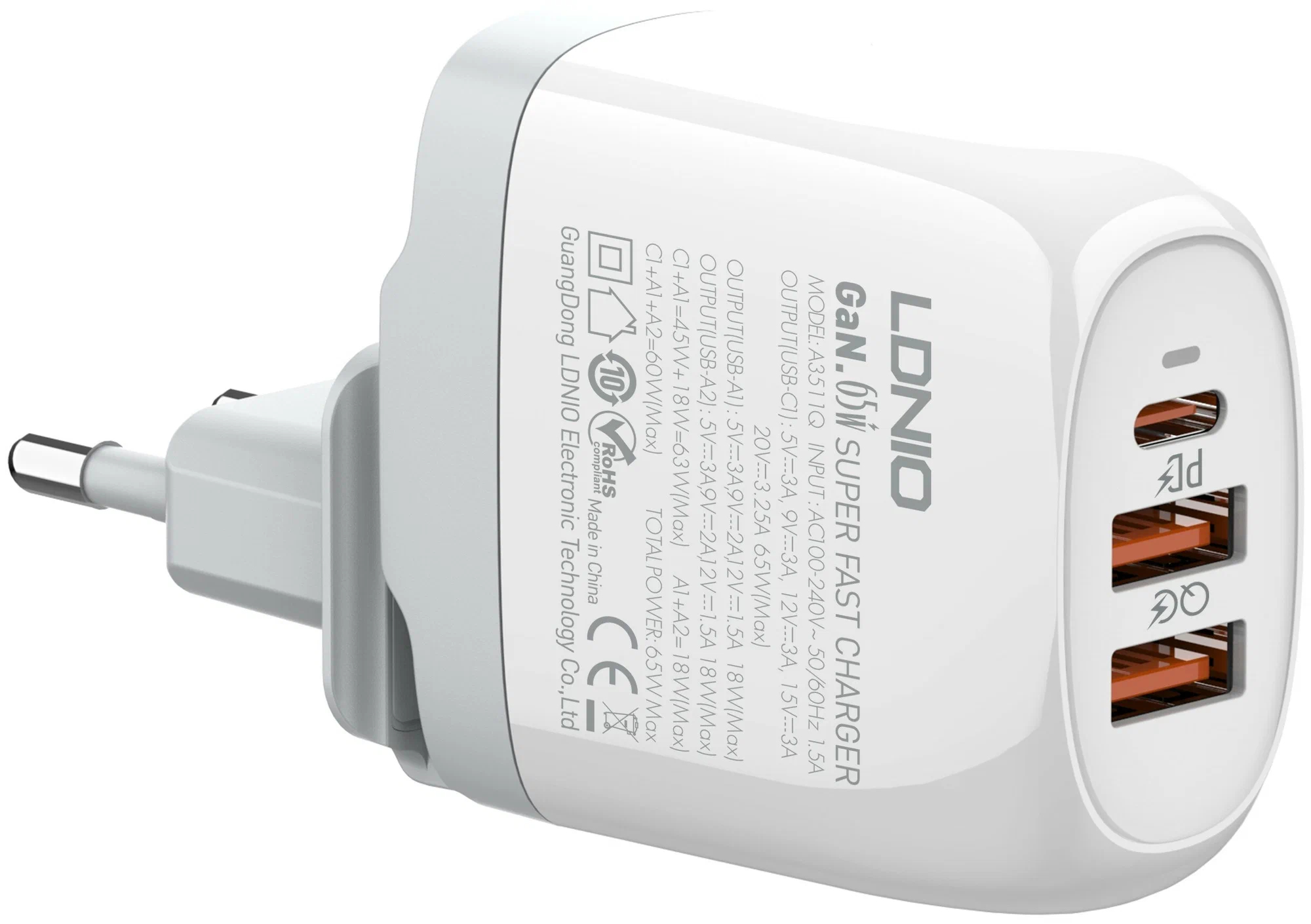 Зарядное Устройство USB Ldnio A3511Q 65W GaN PD+QC-1