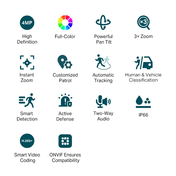 Камера Видеонаблюдения IP Tp-Link VIGI 4MP Outdoor Full-Color Dual-Lens Varifocal Pan Tilt-5