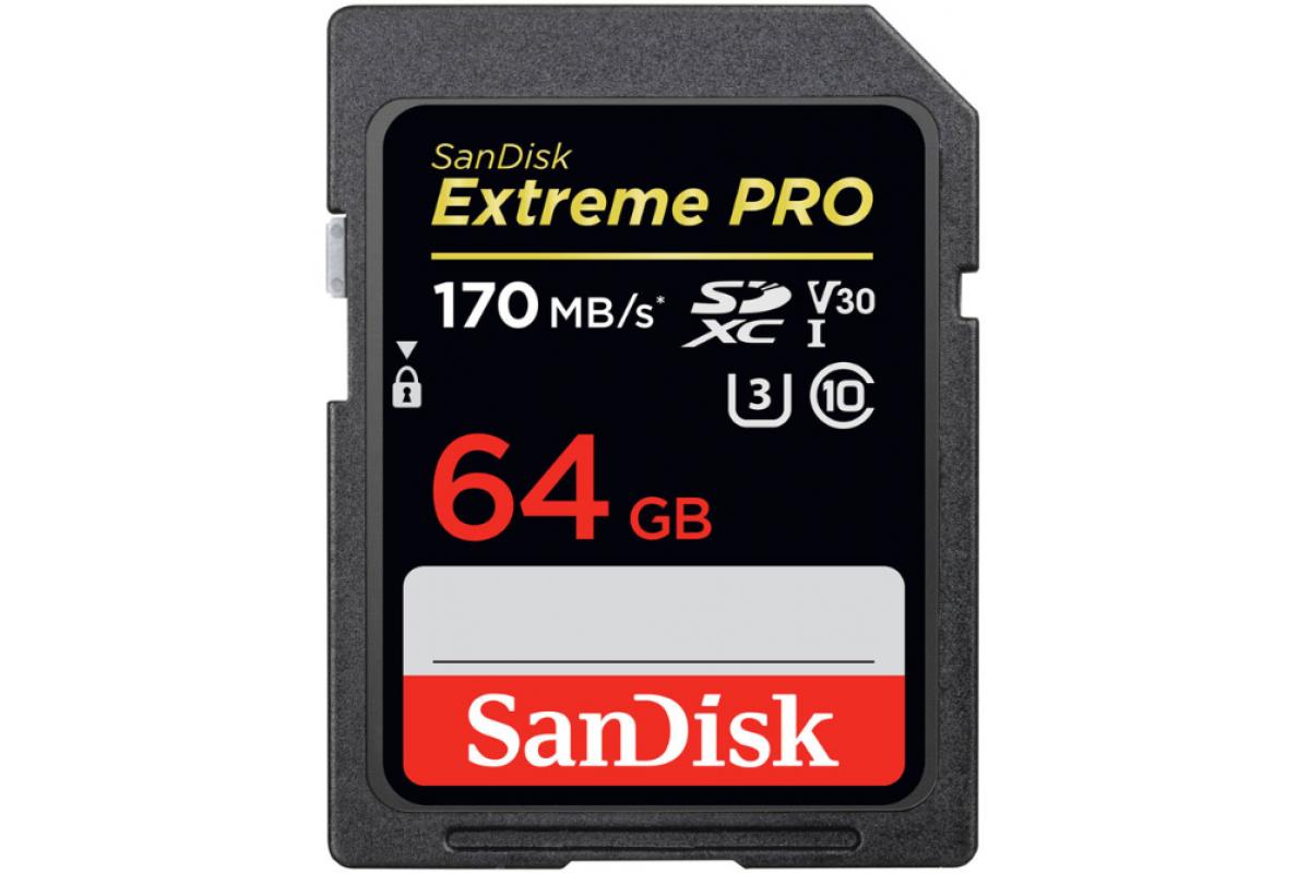 Карта памяти 64Gb SanDisk Extreme Pro SDXC Class 10 UHS-I U3 V30 (170/90 MB/s)(SDSDXXY-064G-GN4IN)-1