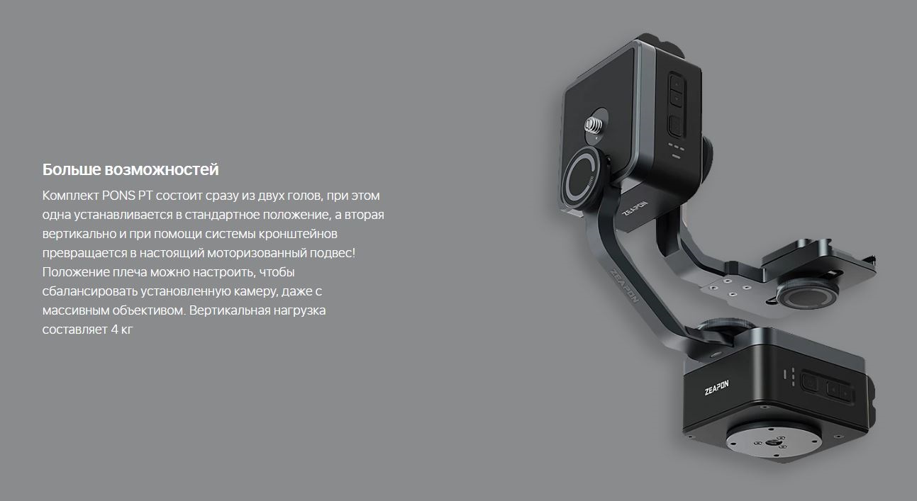 Моторизованная голова Zeapon PONS PT (PS-E1) КОМПЛЕКТ K1-2
