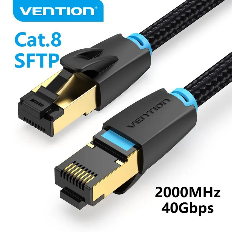 Кабель Сетевой SF/FTP RJ-45 Ethernet CAT8 Плетеная оболочка Vention BK 8м-1