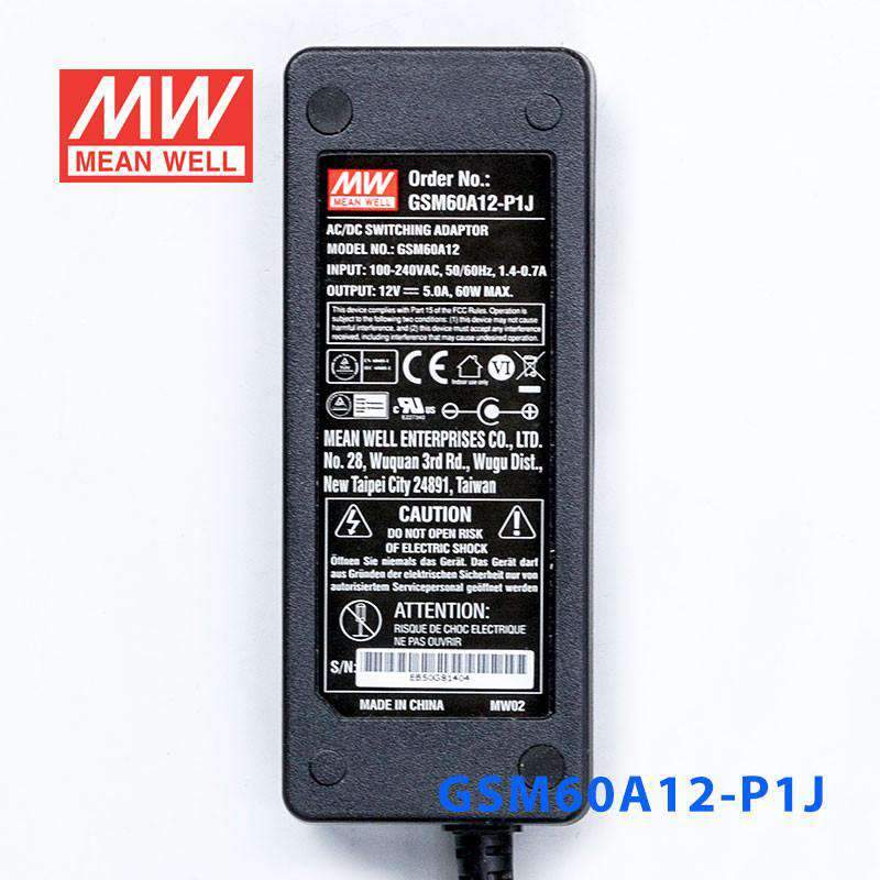 Блок питания MEAN WELL GSM60A12-P1J , 12B,5A,60Вт (адаптер) разъем 5.5x2.1-2