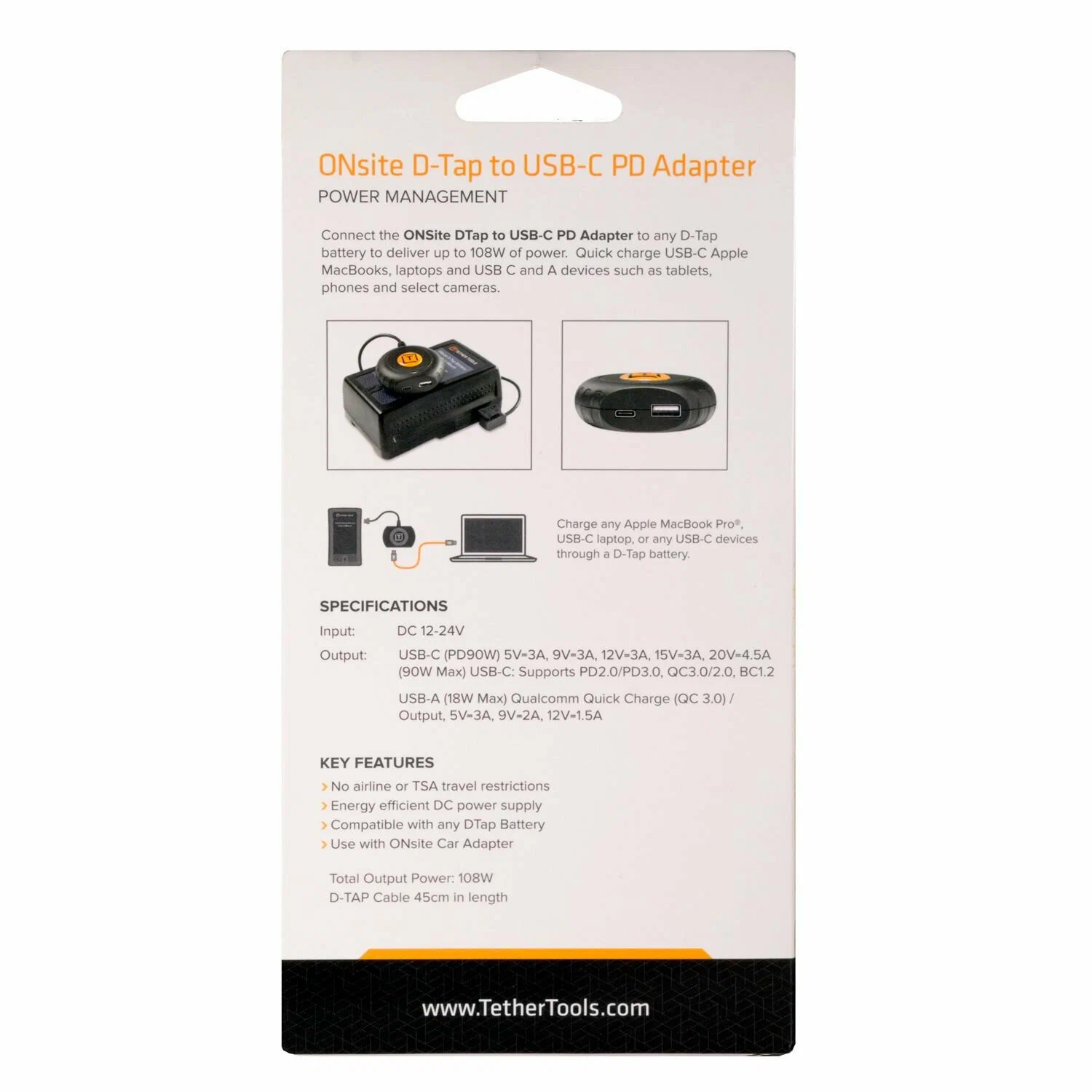 Адаптер питания Tether Tools [SDAC14] ONsite D-Tap to USB-C PD-5