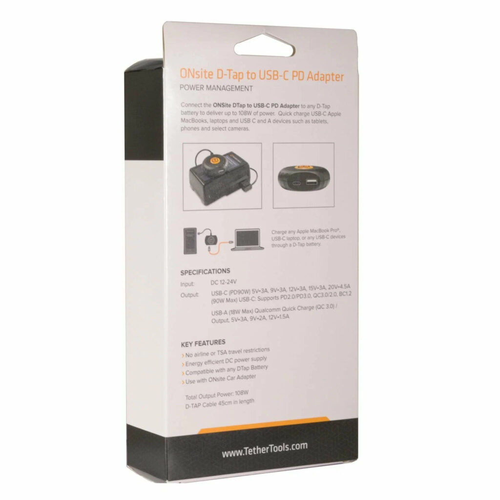 Адаптер питания Tether Tools [SDAC14] ONsite D-Tap to USB-C PD-4