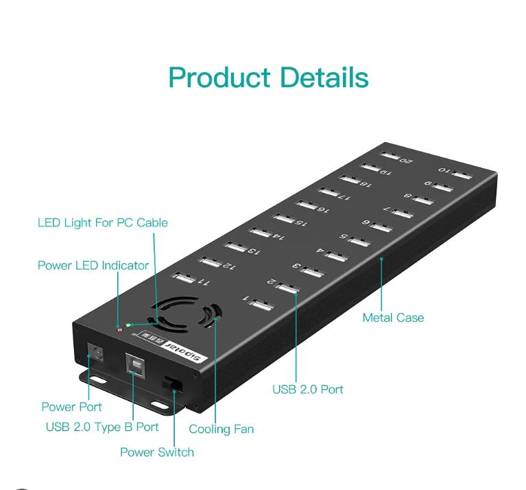 Комплект USB Концентратор Sipolar A-805P 20 порт USB 2,0-1